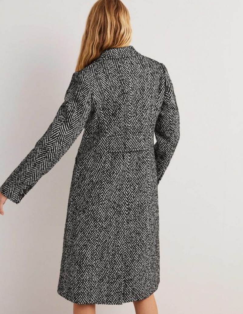 Black White Women's Boden Wool Blend Tailored Coats | 86491DQRX