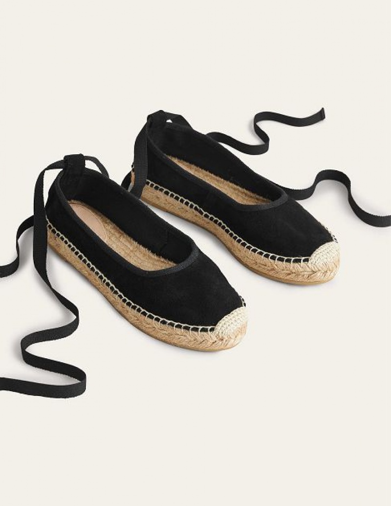 Black Women's Boden Ankle Tie Espadrilles | 58723KSRN