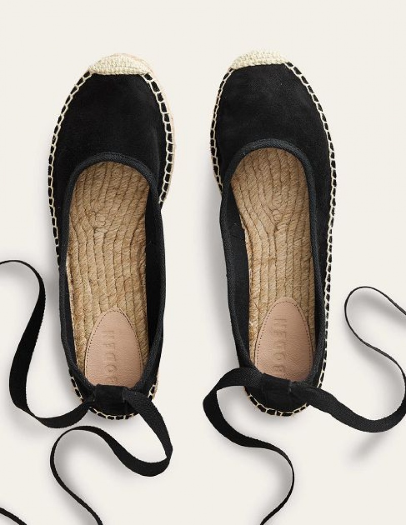 Black Women's Boden Ankle Tie Espadrilles | 58723KSRN