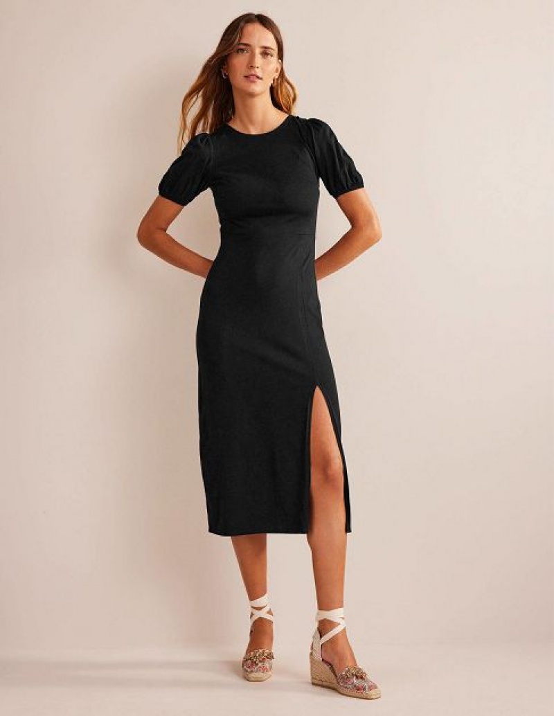 Black Women's Boden Back Detail Jersey Midi Dress | 17460QFTD