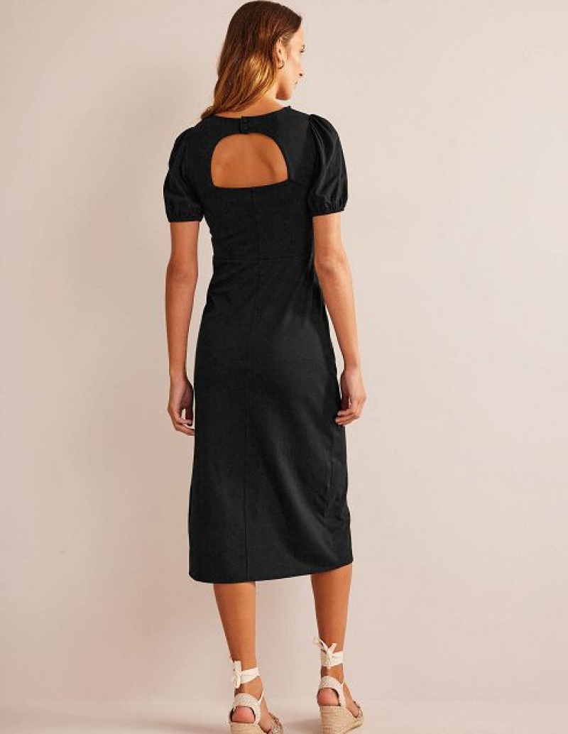 Black Women's Boden Back Detail Jersey Midi Dress | 17460QFTD