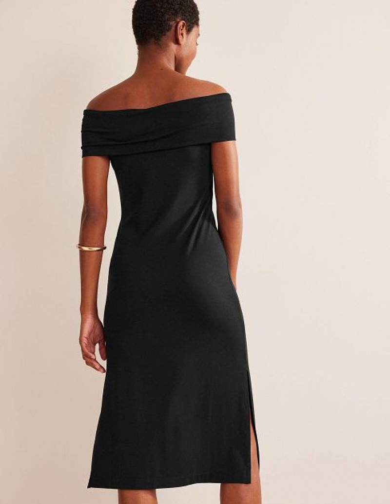 Black Women's Boden Bardot Jersey Midi Dress | 08536QKZB