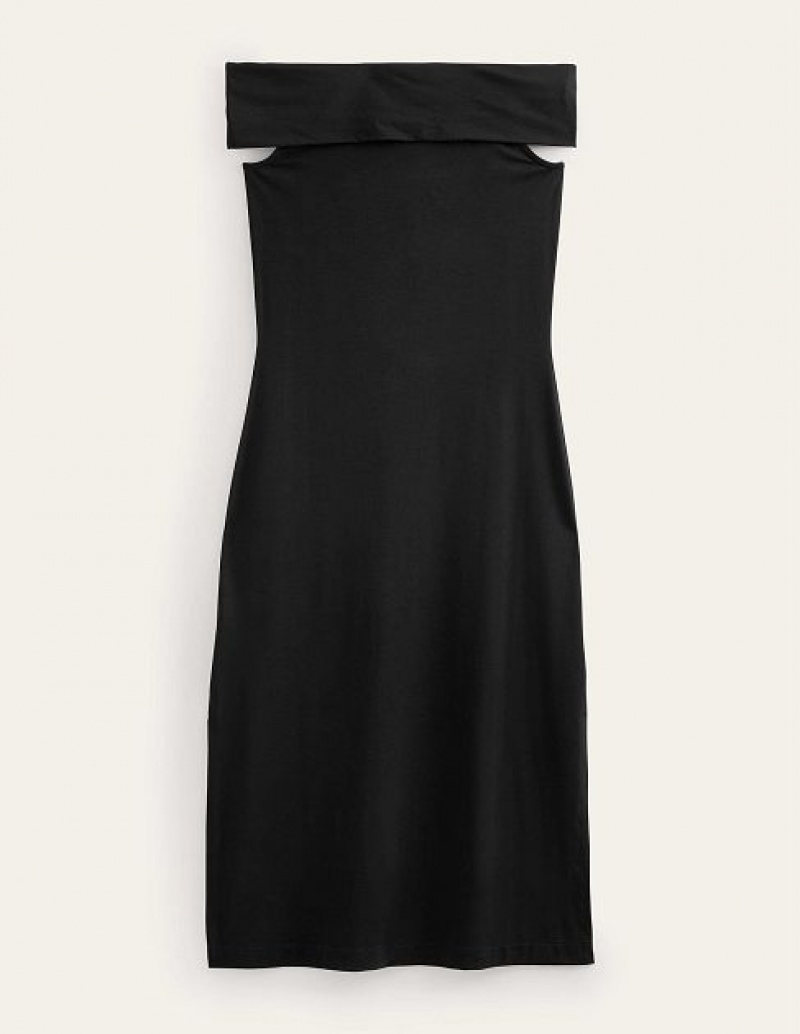 Black Women's Boden Bardot Jersey Midi Dress | 08536QKZB