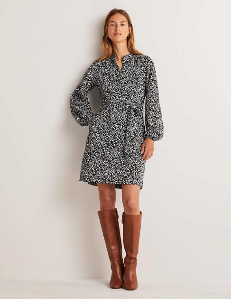 Black Women's Boden Belted Jersey Shirt Dress | 60541XWOJ