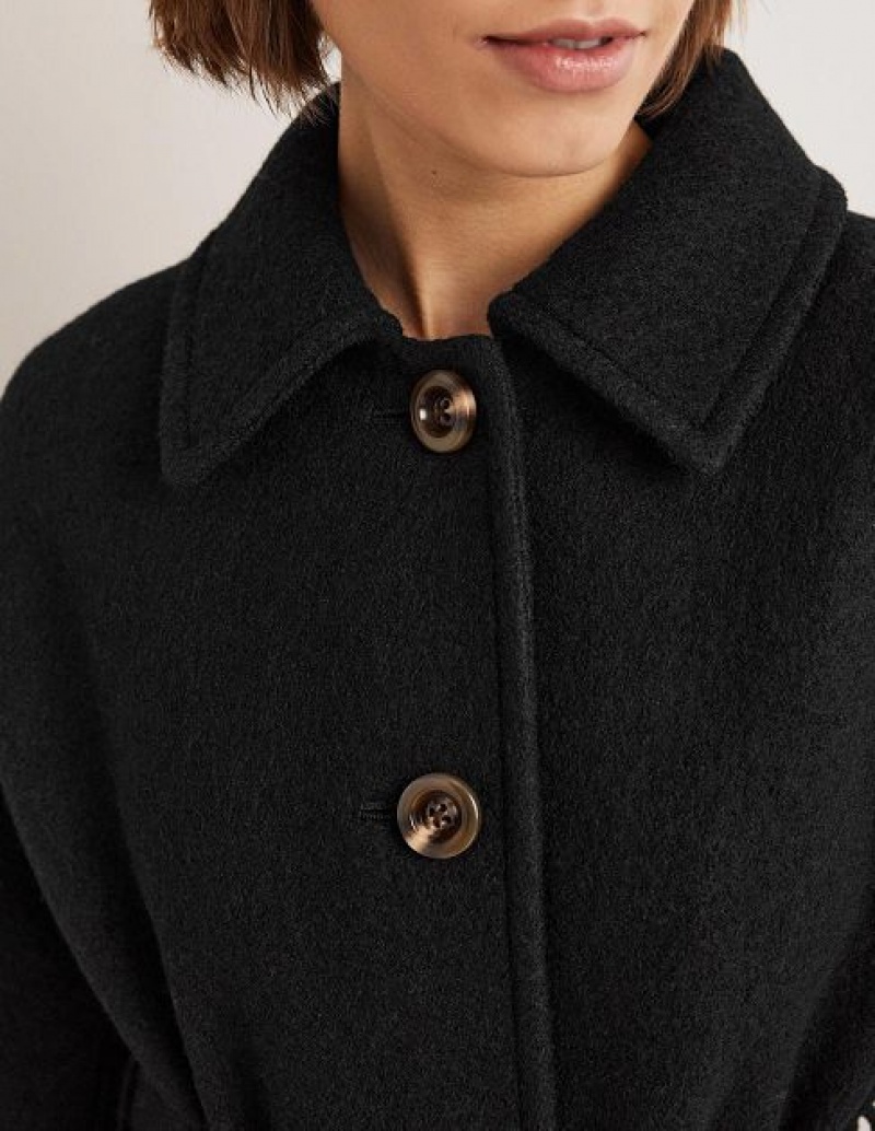 Black Women's Boden Belted Textured Wool Coats | 01569BIAP