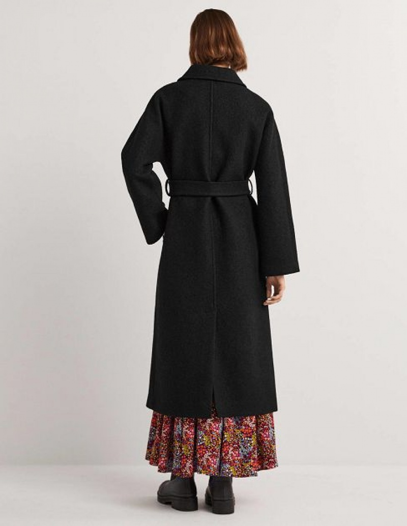 Black Women's Boden Belted Textured Wool Coats | 01569BIAP