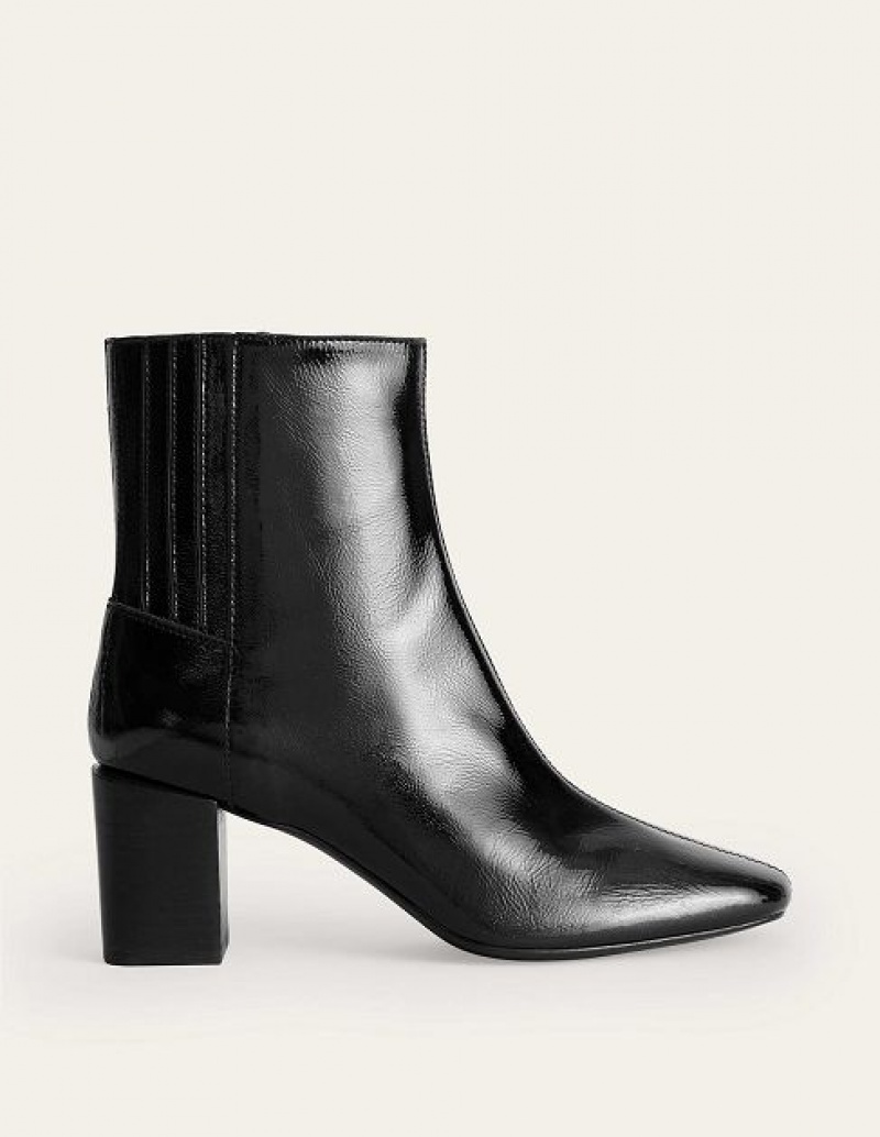 Black Women\'s Boden Block-heel Leather Ankle Boots | 91430OPVL