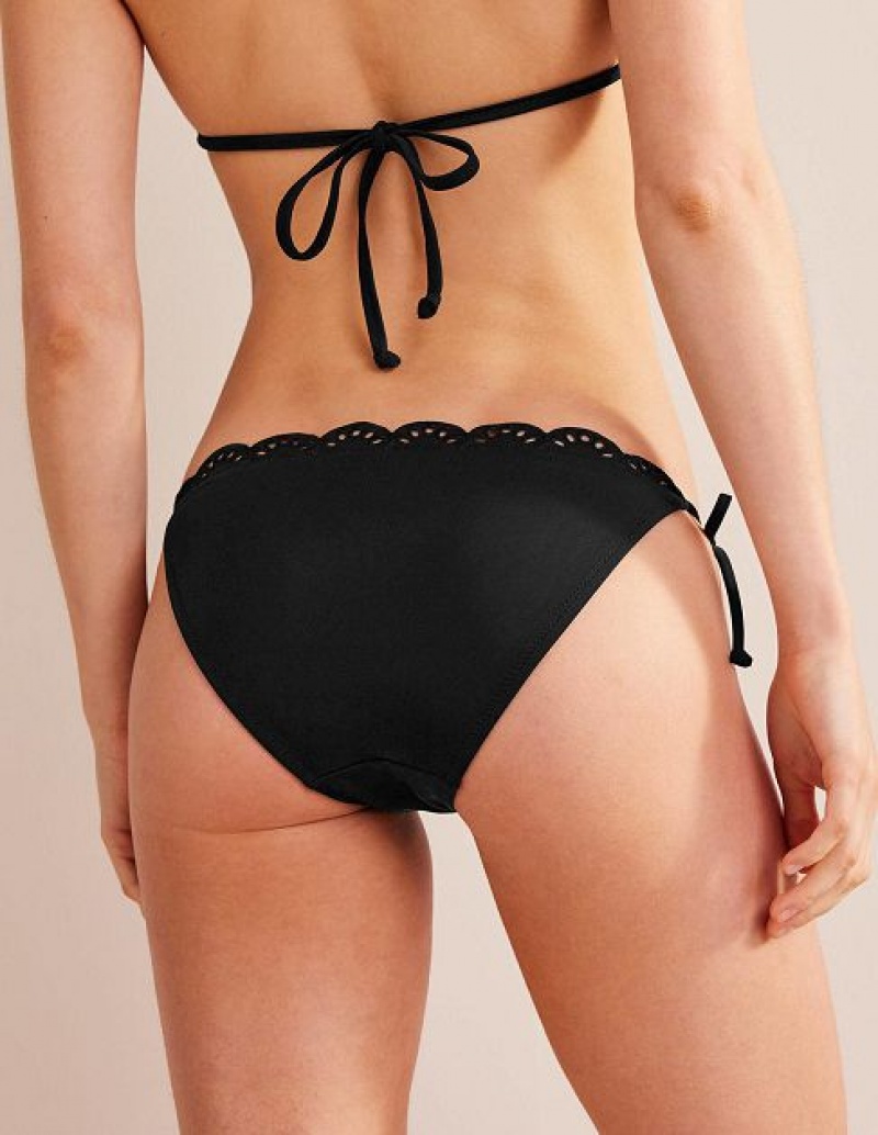 Black Women's Boden Broderie Bikini Bottoms | 62138ITBZ