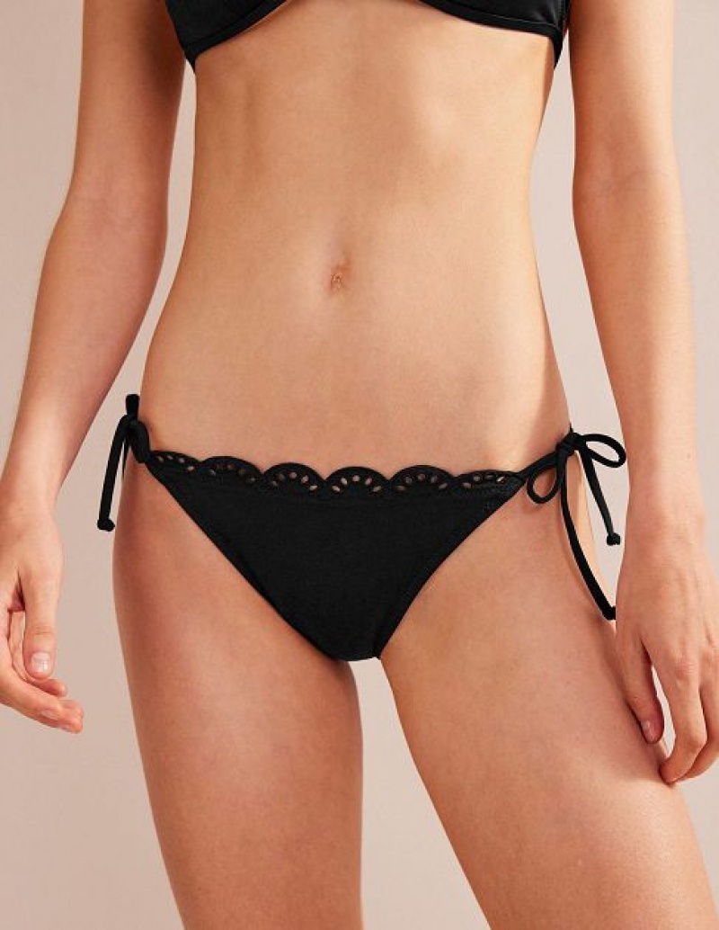 Black Women's Boden Broderie Bikini Bottoms | 62138ITBZ