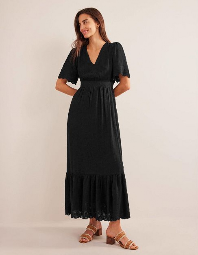 Black Women's Boden Broderie Maxi Dress | 80352WJPX