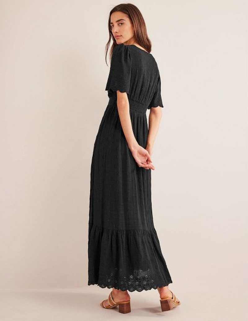 Black Women's Boden Broderie Maxi Dress | 80352WJPX