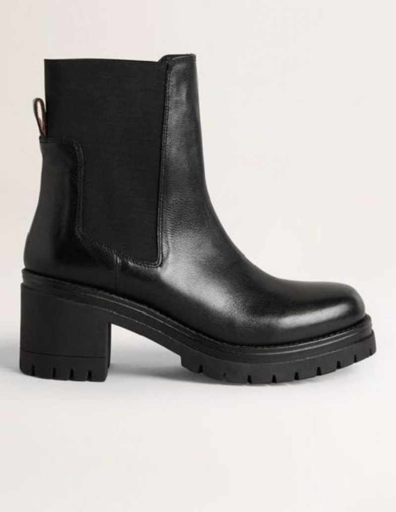 Black Women's Boden Chunky Heeled Chelsea Boots | 85923CIGY