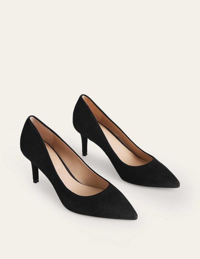 Black Women's Boden Classic Suede Heels | 52137VAKU