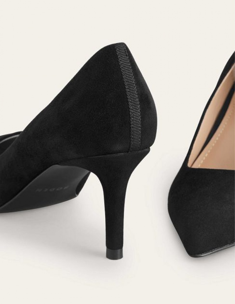 Black Women's Boden Classic Suede Heels | 52137VAKU