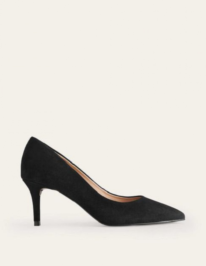 Black Women's Boden Classic Suede Heels | 52137VAKU