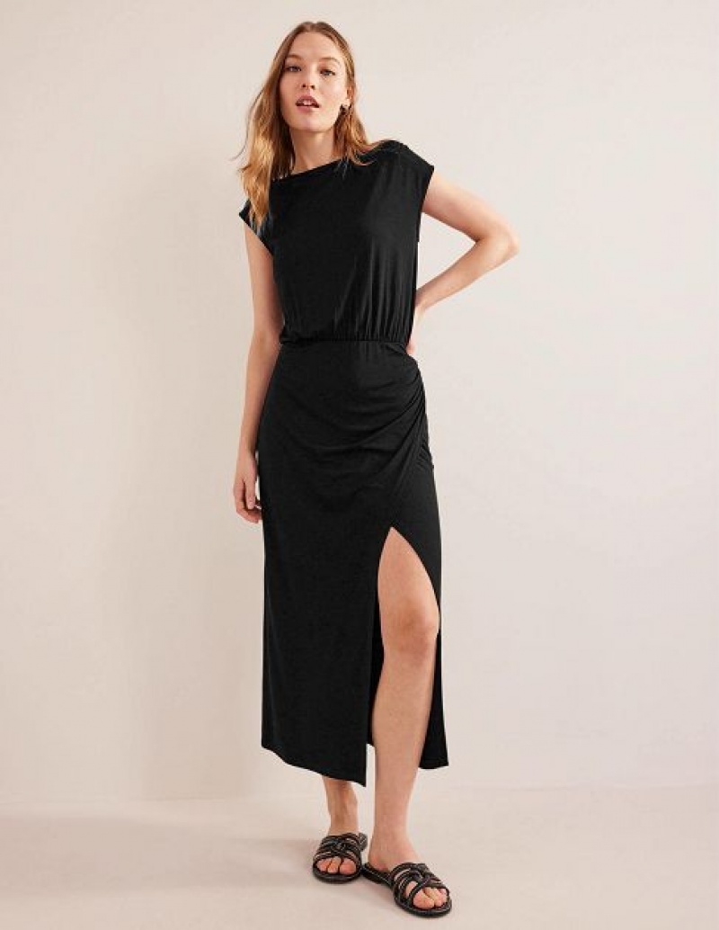 Black Women\'s Boden Column Jersey Maxi Dress | 53106GRQJ