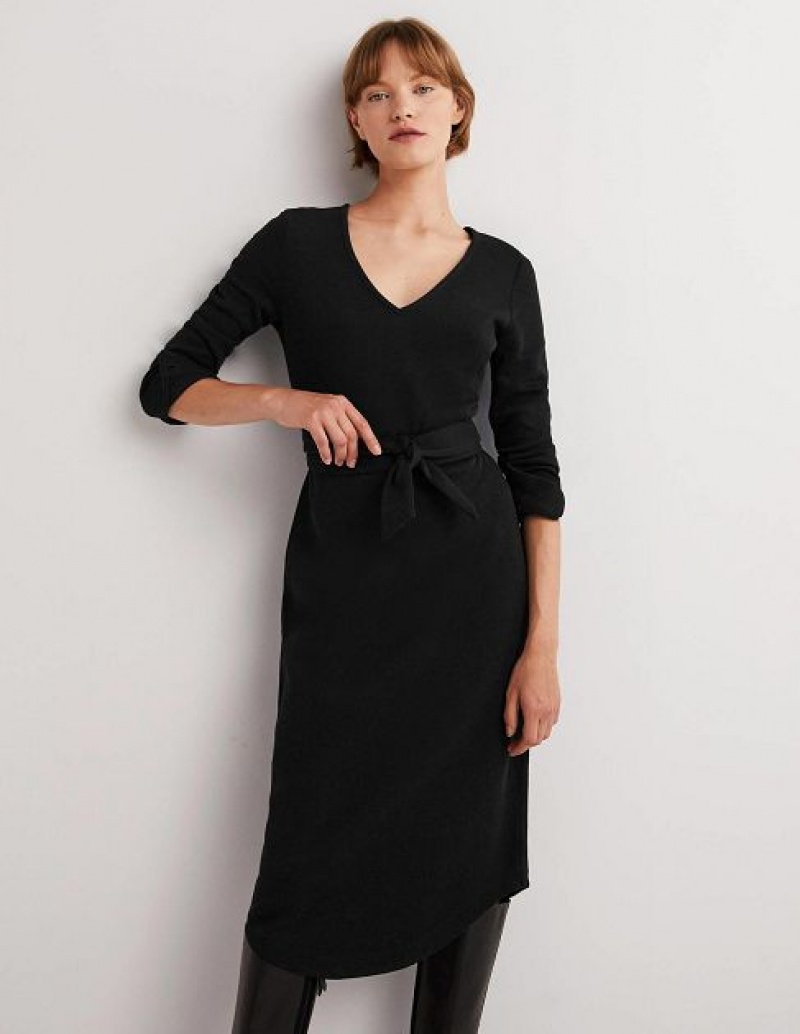 Black Women's Boden Column Jersey Midi Dress | 29453AKMB