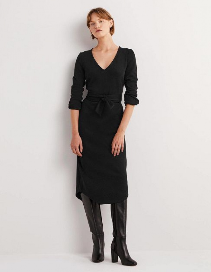 Black Women\'s Boden Column Jersey Midi Dress | 29453AKMB