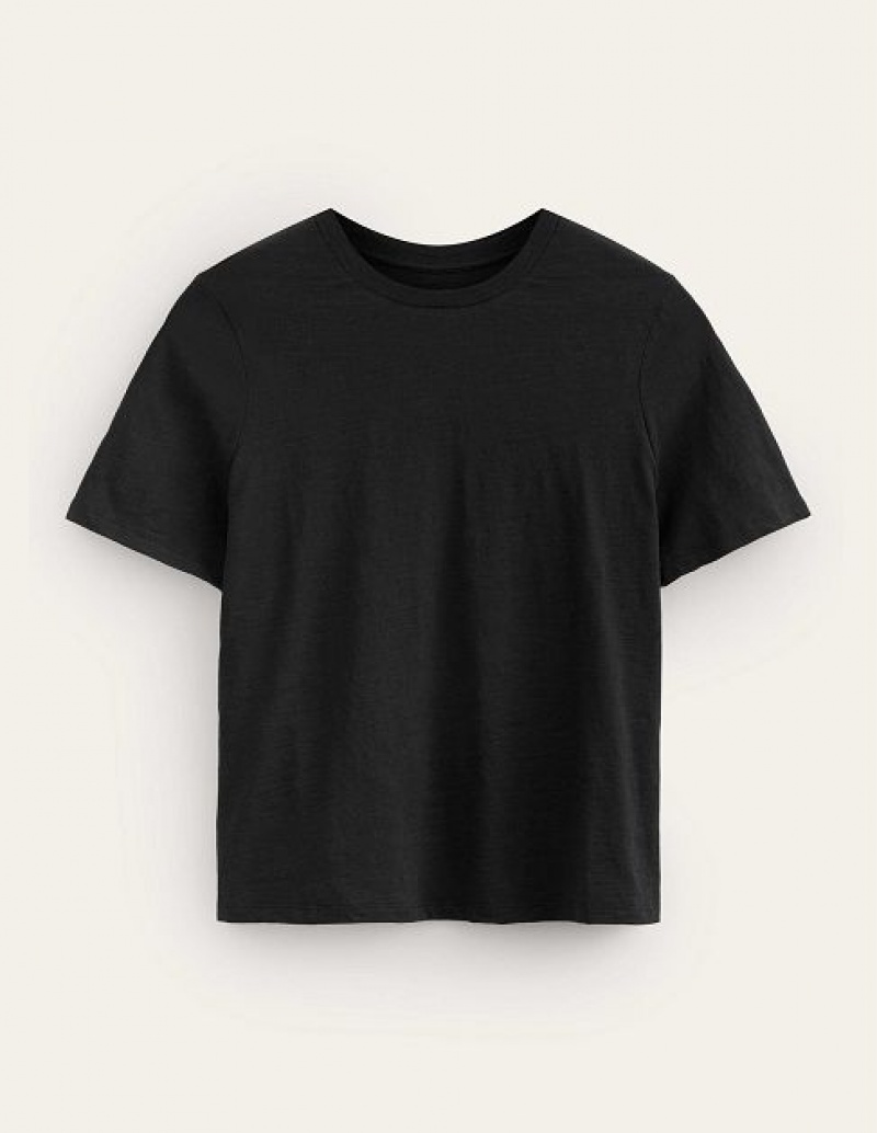 Black Women's Boden Cotton Crew Neck T-Shirt | 96428HNDG