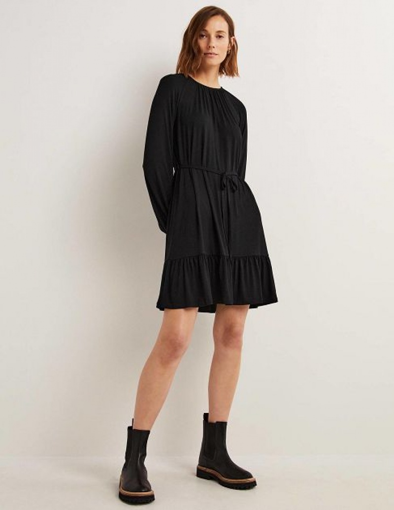 Black Women's Boden Crew Neck Jersey Mini Dress | 63421ATUZ