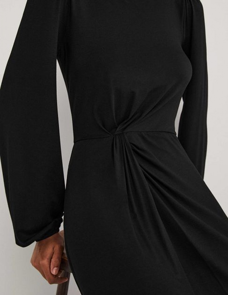 Black Women's Boden Crew Neck Knot Detail Dress | 24638GLJH