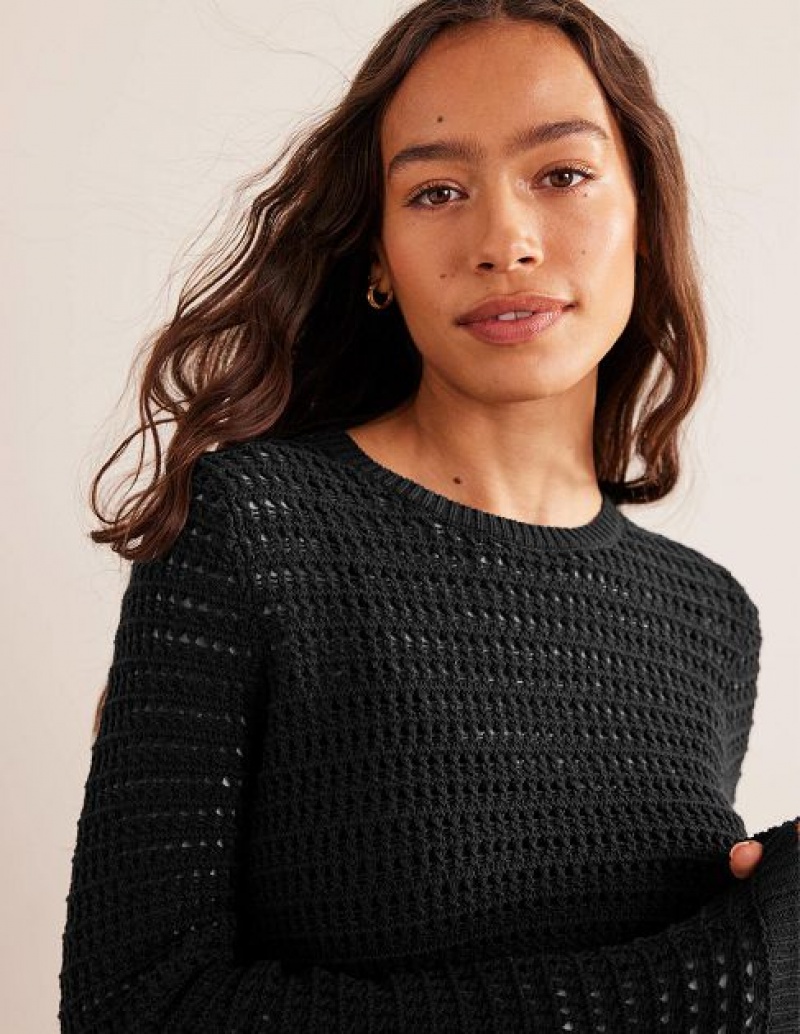 Black Women's Boden Crochet Knitted Dress | 39075TJEK