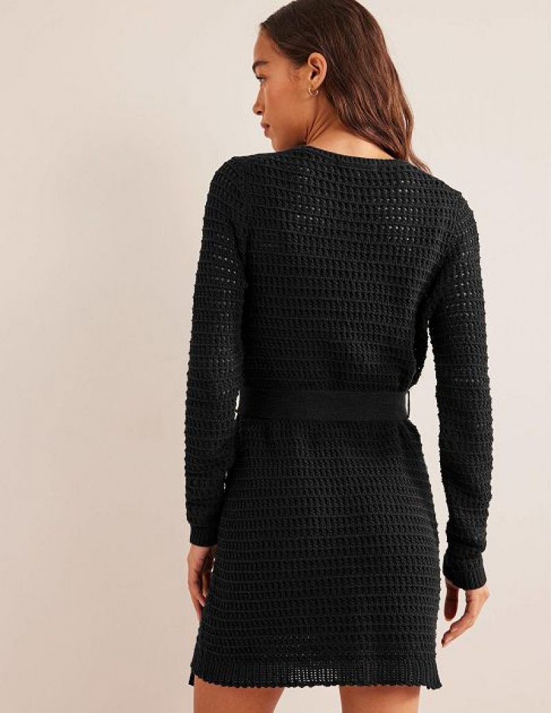 Black Women's Boden Crochet Knitted Dress | 39075TJEK