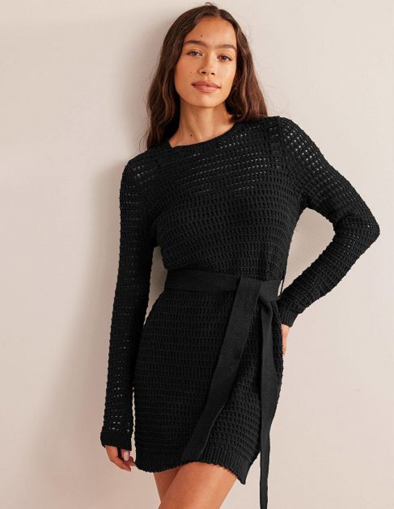 Black Women's Boden Crochet Knitted Dress | 39075TJEK