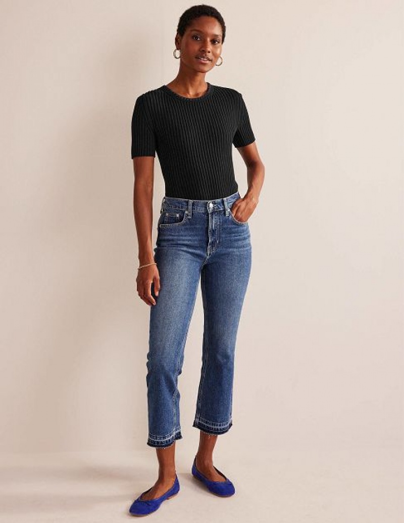 Black Women's Boden Crochet-trim T-Shirt | 12439QTEW