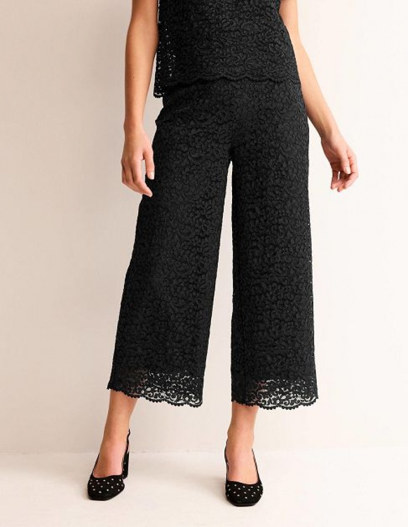 Black Women's Boden Cropped Wide-leg Lace Pants | 07218MVUO