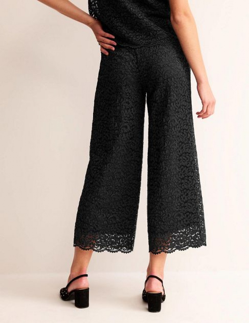 Black Women's Boden Cropped Wide-leg Lace Pants | 07218MVUO