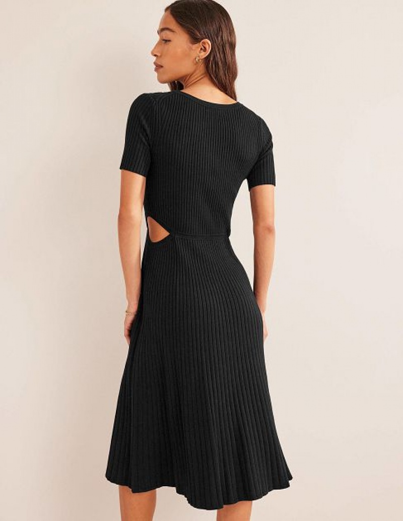 Black Women's Boden Cut Out Midi Dress | 81926HREO