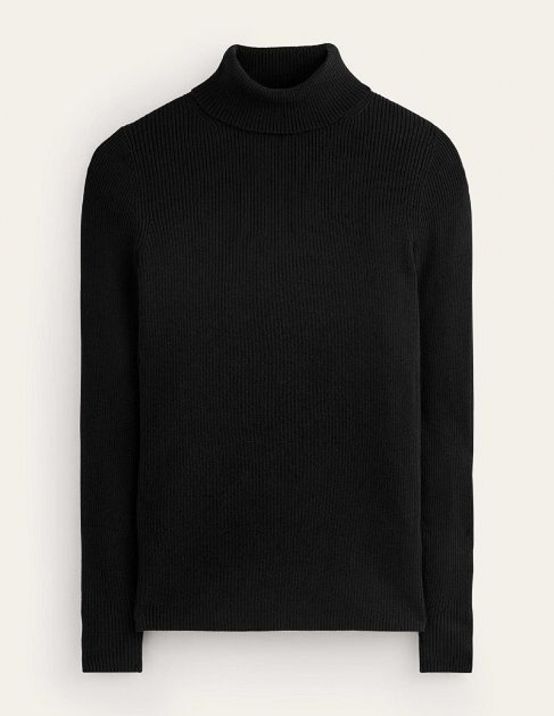 Black Women's Boden Ellie Cotton Roll-neck Sweaters | 68312AQVL