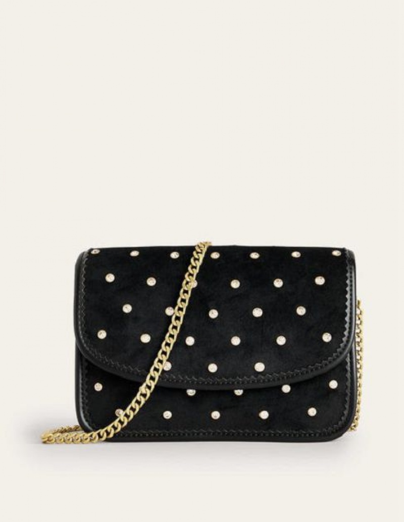 Black Women's Boden Embellished Cross-body Bags | 59201DIVP