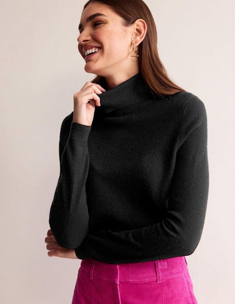 Black Women's Boden Eva Cashmere Roll-neck Sweaters | 80291ZBNQ