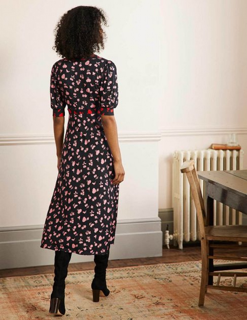 Black Women's Boden Eva Jersey Midi Dress | 27385MFAP