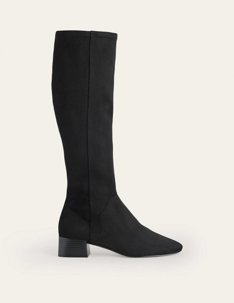 Black Women's Boden Flat Stretch Knee-high Boots | 96103ZMWH