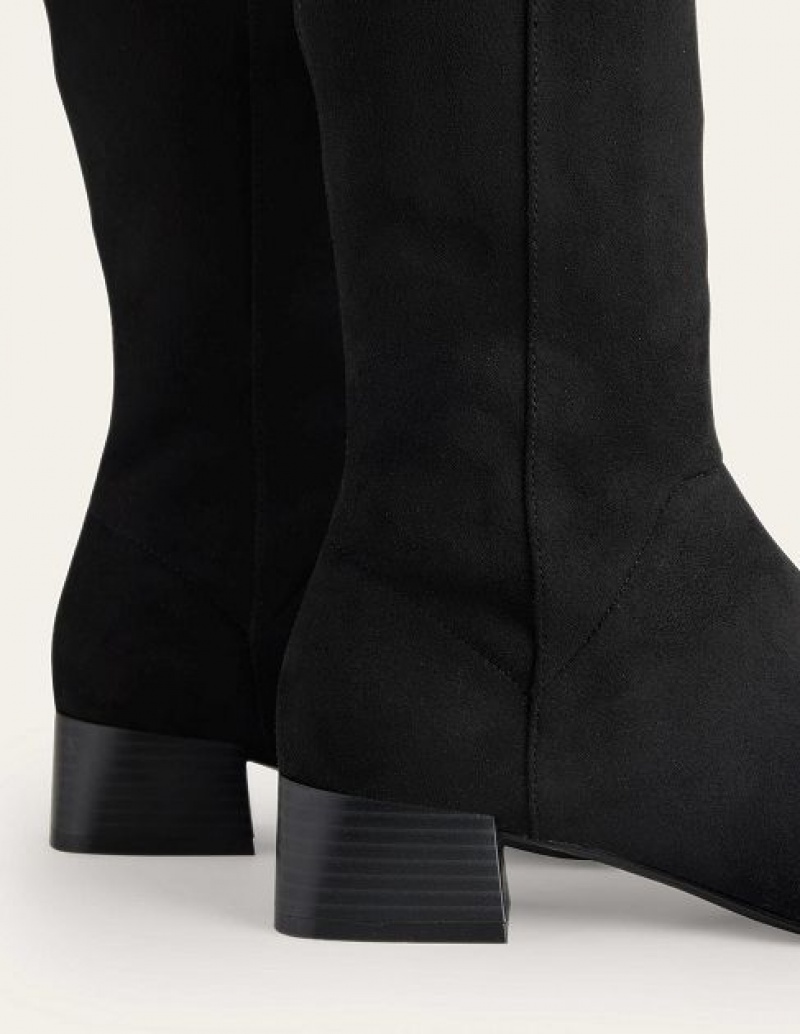 Black Women's Boden Flat Stretch Knee-high Boots | 96103ZMWH