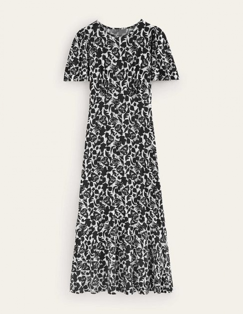 Black Women's Boden Flippy Jersey Midi Dress | 03681UNJR