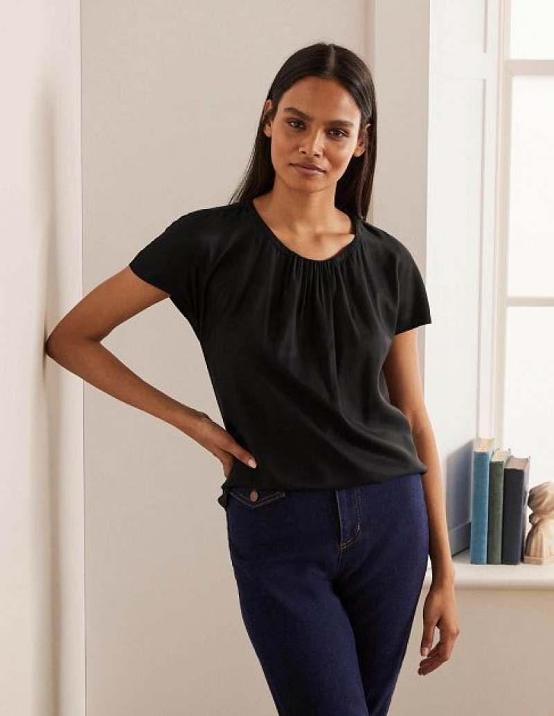 Black Women's Boden Florence Tops | 37925EQCS