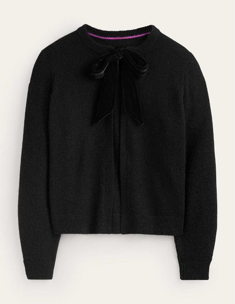 Black Women's Boden Fluffy Bow Cardigan | 65413MAVH