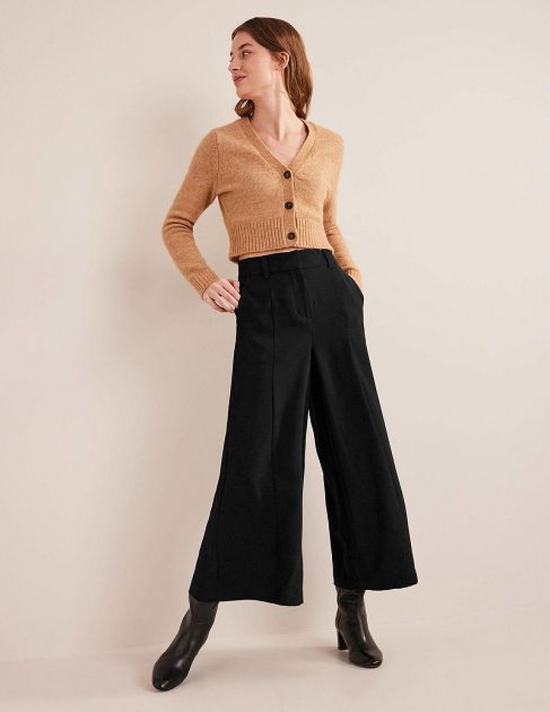 Black Women\'s Boden Fluid Wide Leg Culottes Pants | 38564EJYP