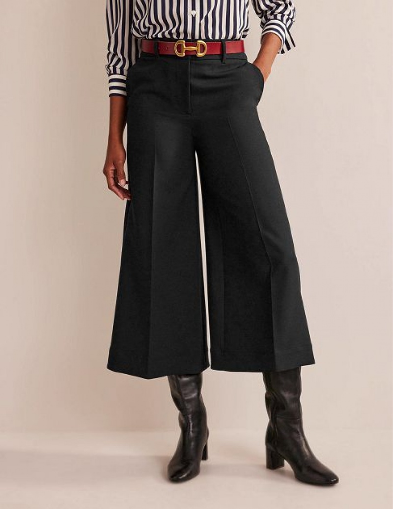 Black Women's Boden Fluid Wide-leg Culottes Skirts | 47801HYWZ