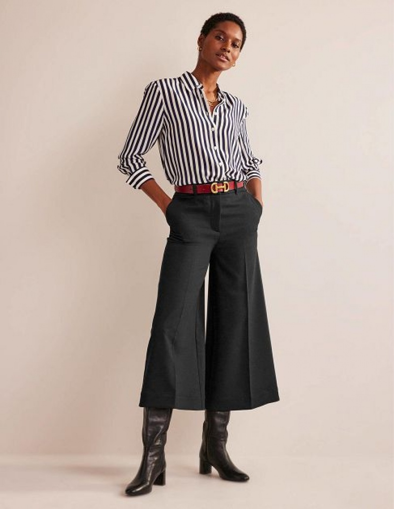 Black Women\'s Boden Fluid Wide-leg Culottes Skirts | 47801HYWZ