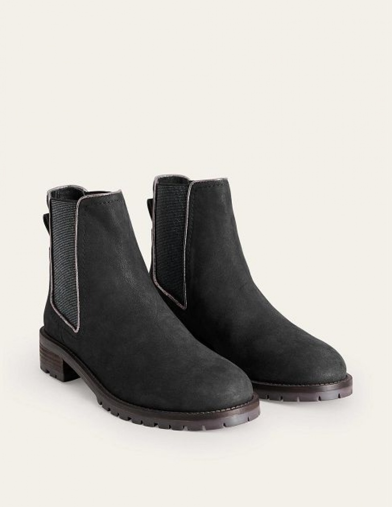 Black Women's Boden Freya Suede Chelsea Boots | 83452CILU