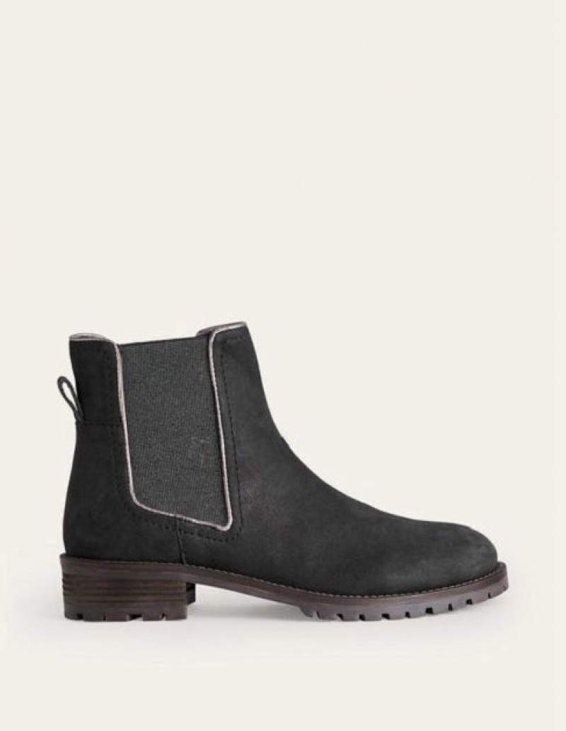 Black Women's Boden Freya Suede Chelsea Boots | 83452CILU