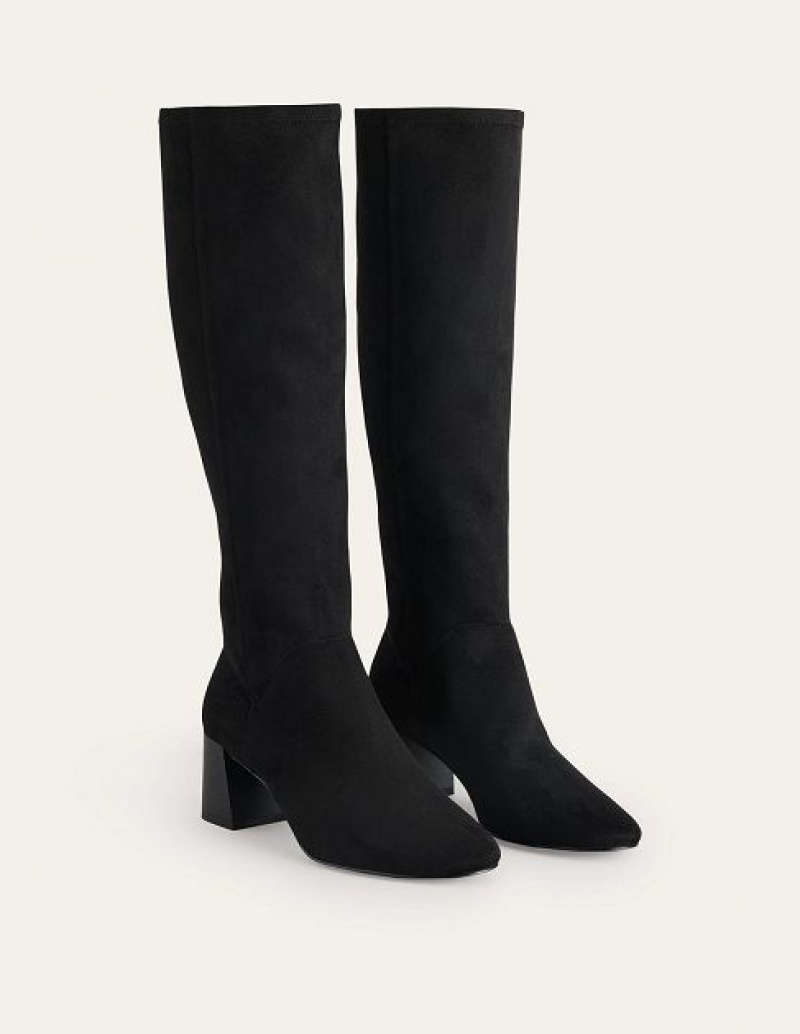 Black Women's Boden Heeled Stretch Knee-high Boots | 50342OEQY