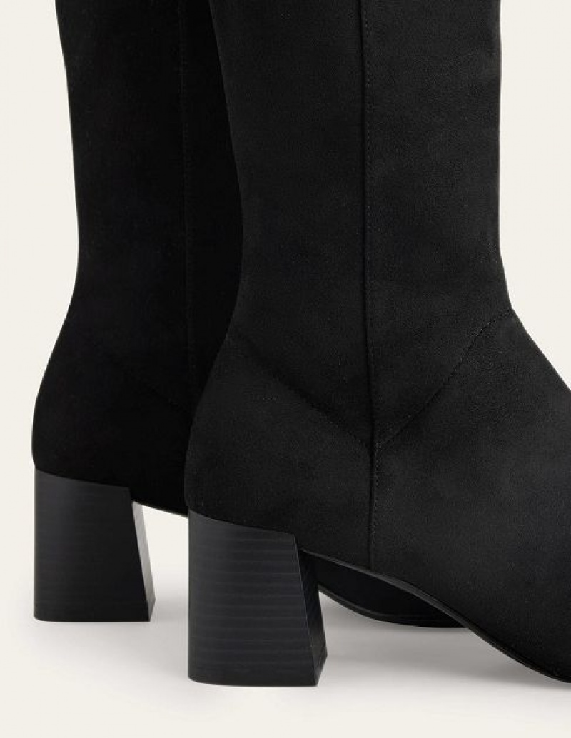 Black Women's Boden Heeled Stretch Knee-high Boots | 50342OEQY