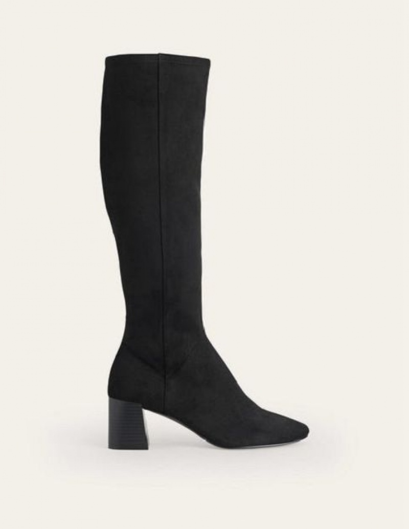 Black Women's Boden Heeled Stretch Knee-high Boots | 50342OEQY