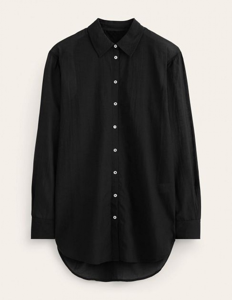 Black Women's Boden Holiday Longerline Shirts | 75218VGMN